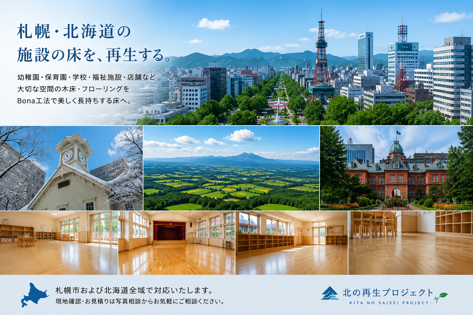 北海道・札幌市の施設木床再生 北の再生プロジェクト